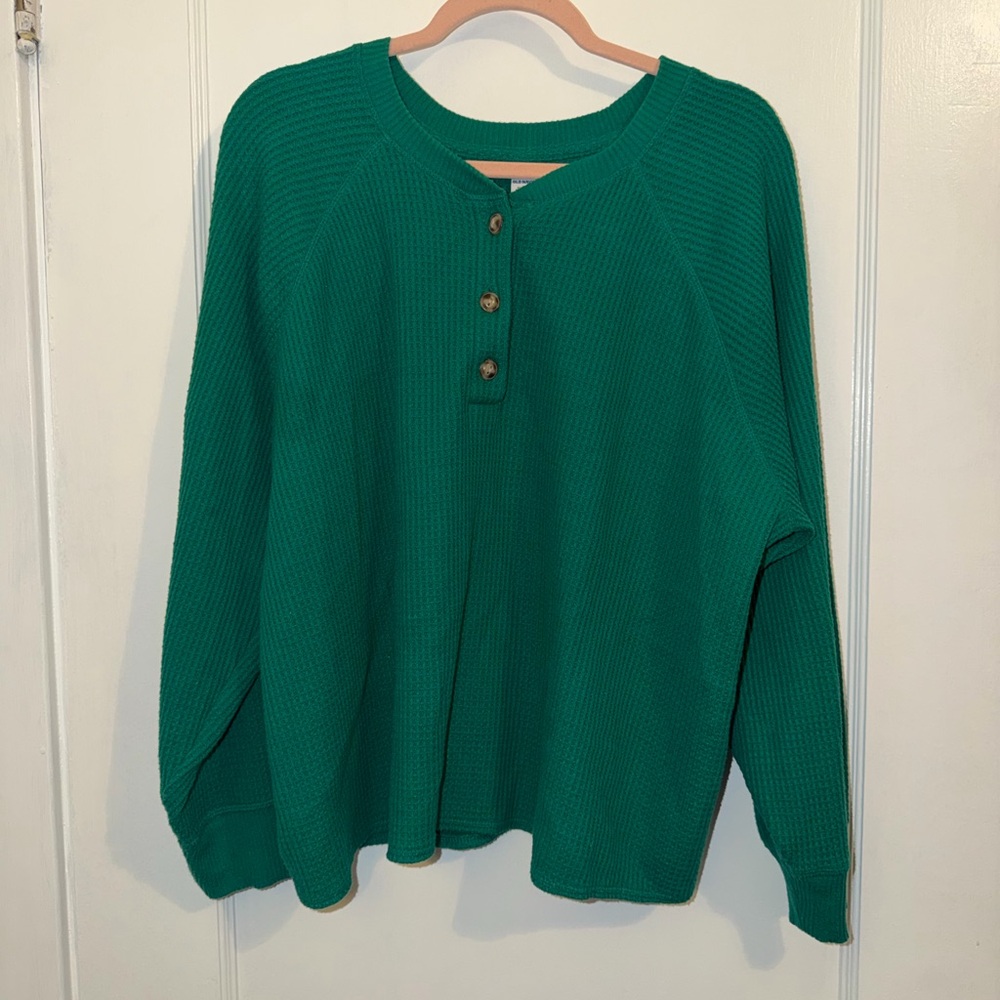Green Button-Up Women's Sweater